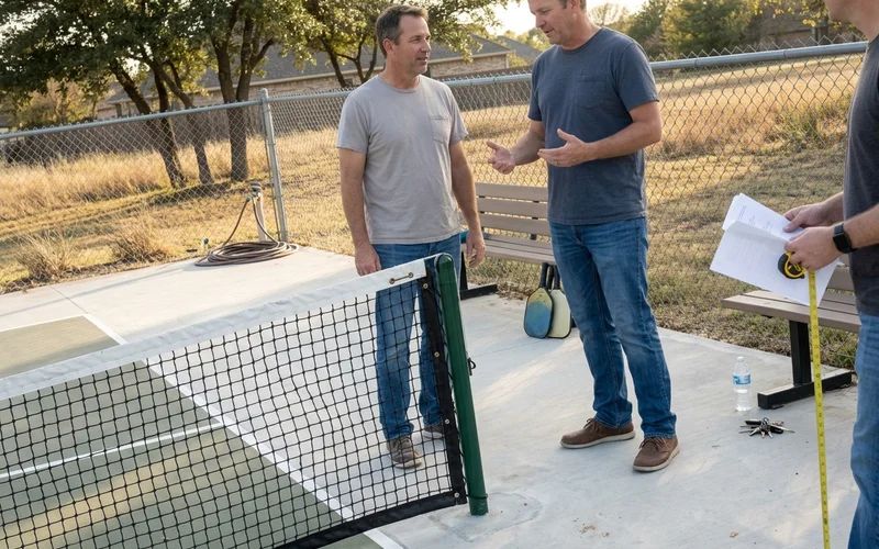 Finished court at final walkthrough with the homeowner and builder