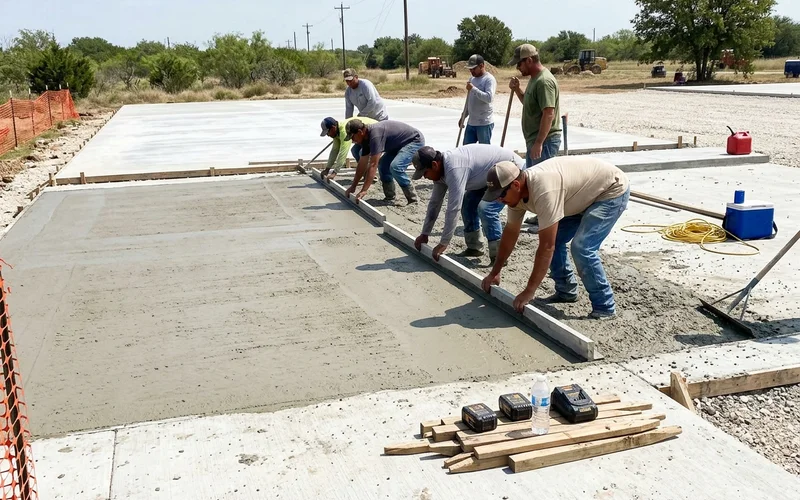Large multi-court pad being screeded to a continuous drainage slope