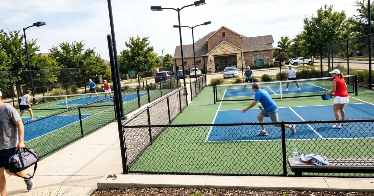 Four-court community pickleball complex at a Frisco HOA amenity centre