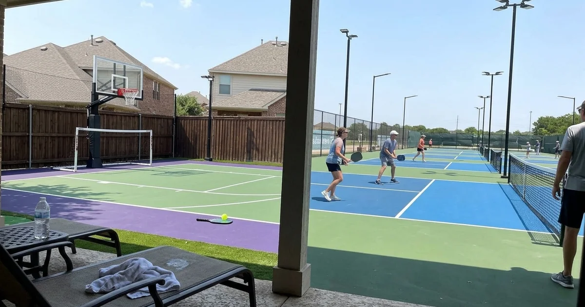 Large commercial court complex contrasted with a single backyard court