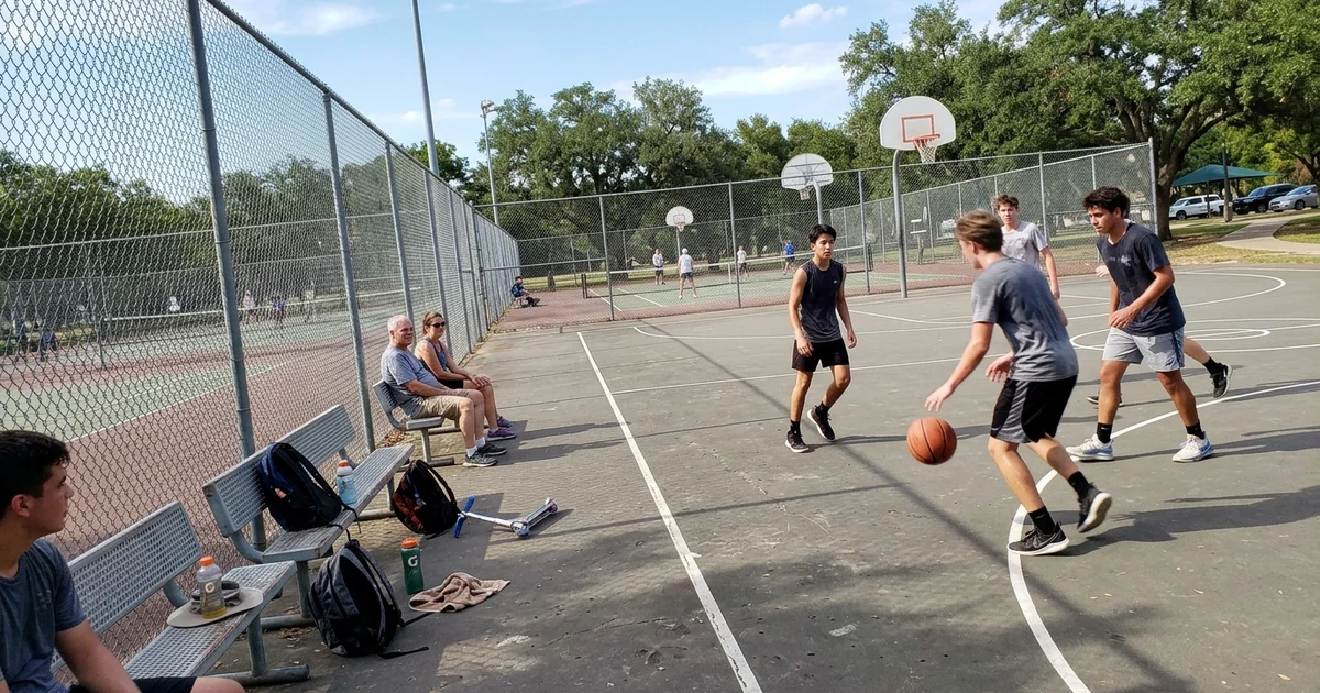 School or park multi-court complex in use at a public facility in Texas
