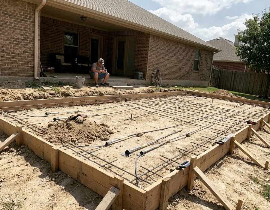 Formed 30x60 court pad with post-tension cables before the pour