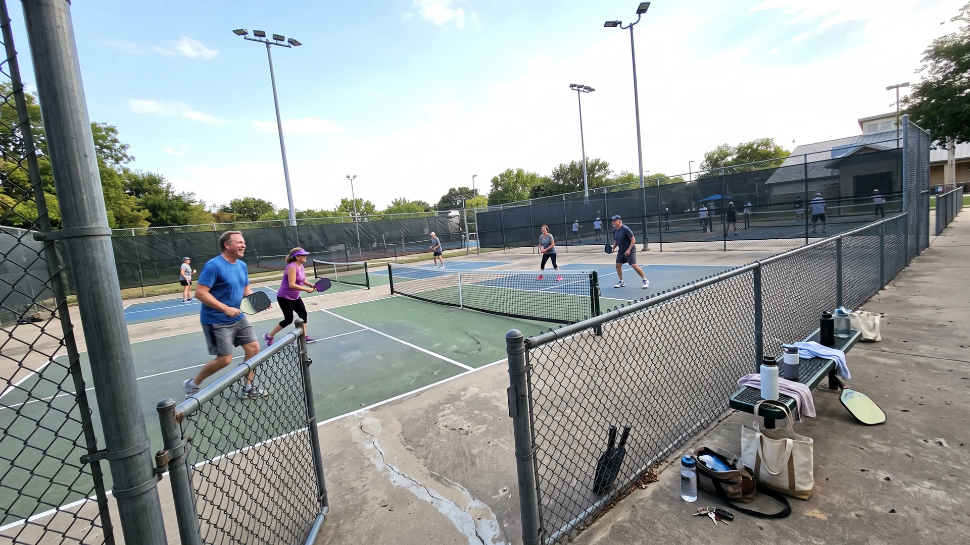 Four-court pickleball bank at a North Texas community amenity centre