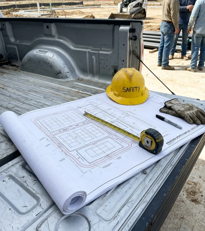 Site plan for a multi-court bank laid out at a commercial jobsite